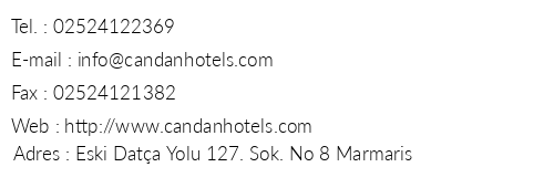 Candan Apart Hotel telefon numaralar, faks, e-mail, posta adresi ve iletiim bilgileri